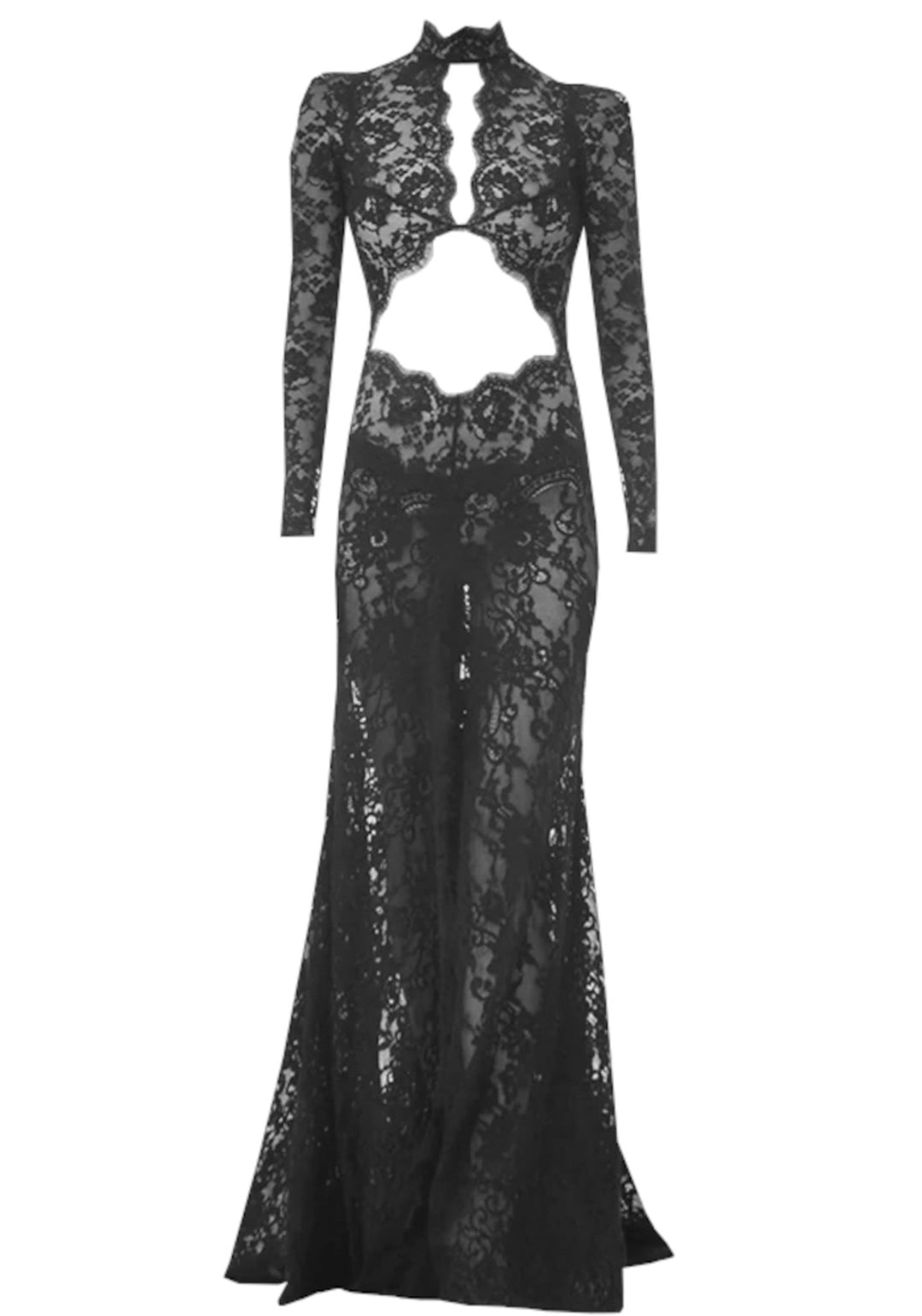 Didrika Long Sleeve Cutout Lace Maxi Dress In Black in first_variant_option1 | Elegant Women&