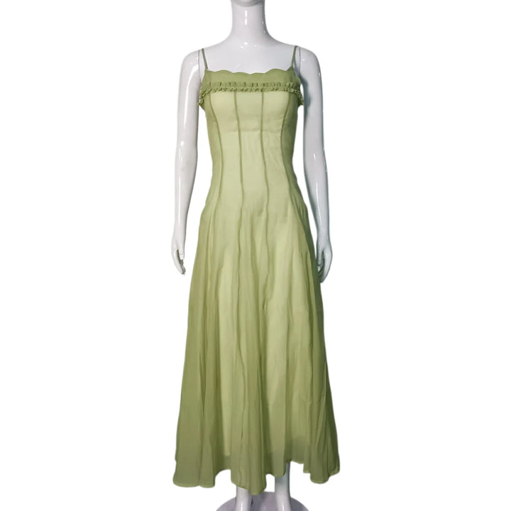 Mireilla | Ruffled Corset Tulle Maxi Dress
