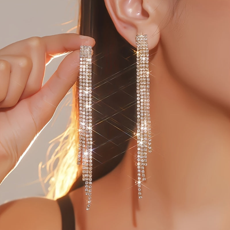 Aureline | Rhinestone Fringe Earrings