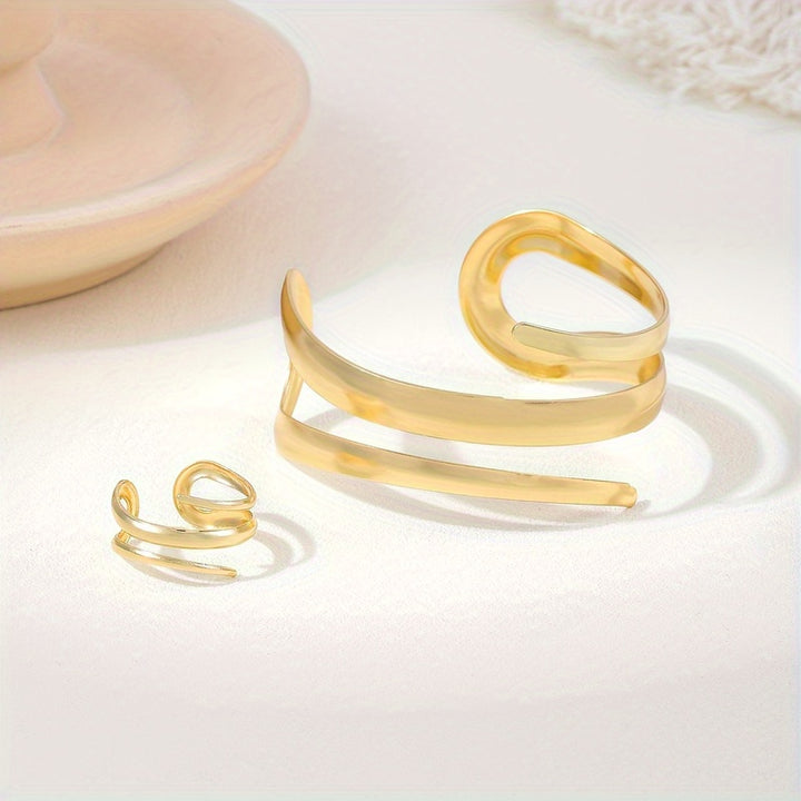 Zephyr | Minimalist Spiral Cuff Bracelet &amp; Ring Set