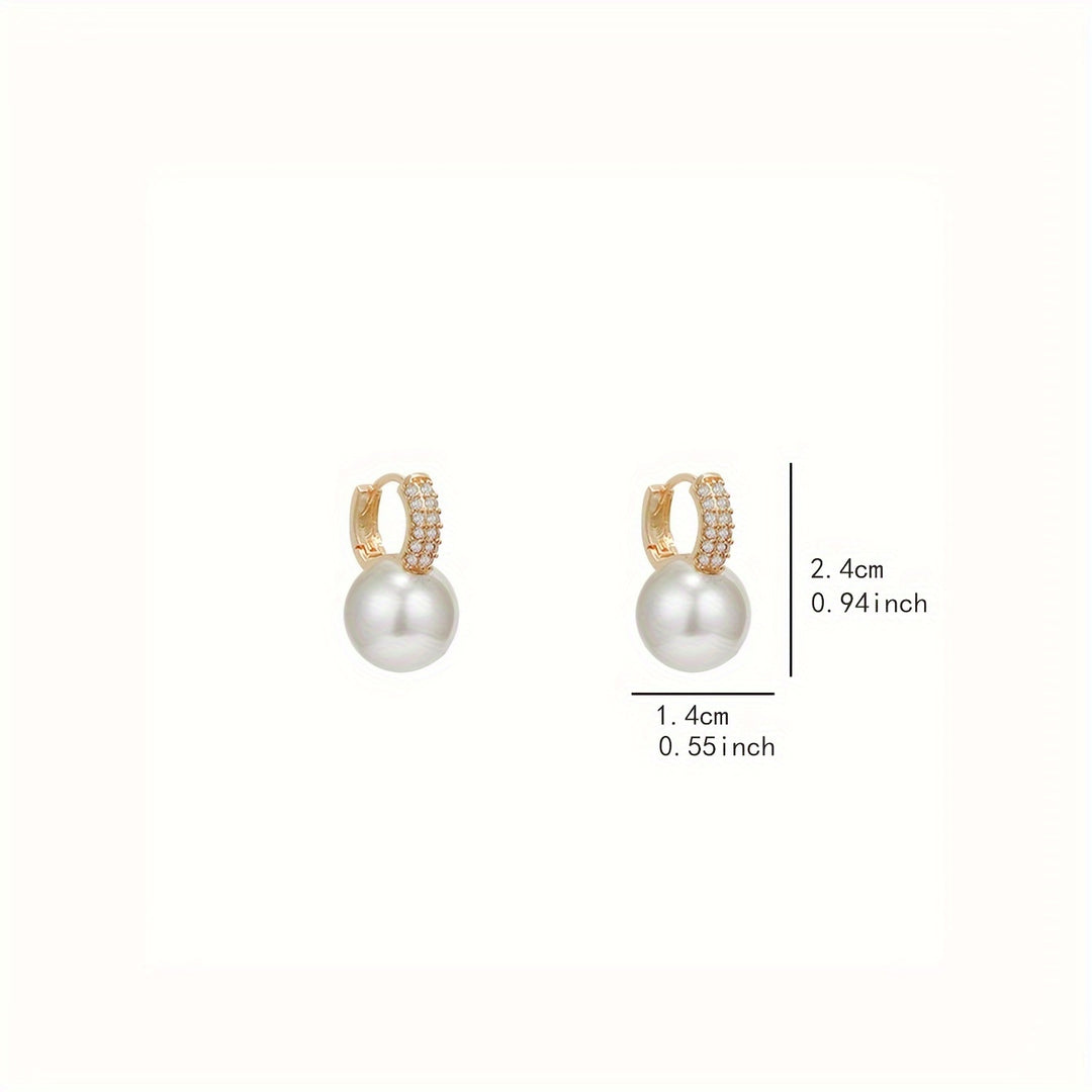 Giselle | Vintage Pavé Huggie &amp; Faux Pearl Drop Earrings
