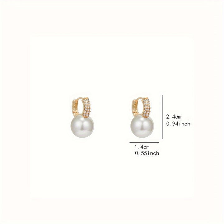 Giselle | Vintage Pavé Huggie &amp; Faux Pearl Drop Earrings