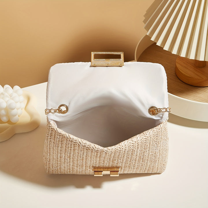 Paloma | Woven Straw Flap Crossbody Bag