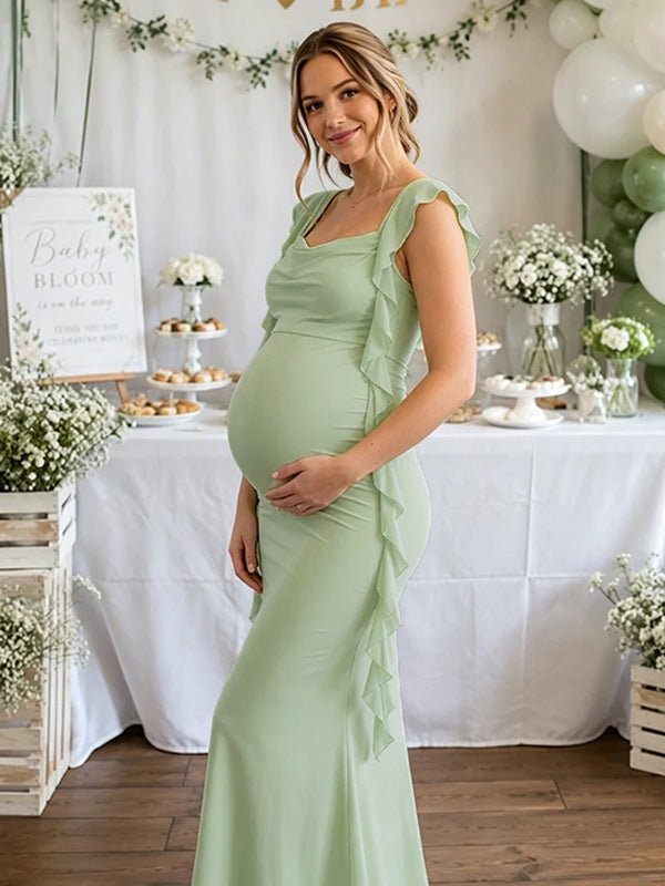 Piper | Ruffle Trim Maternity Maxi Dress