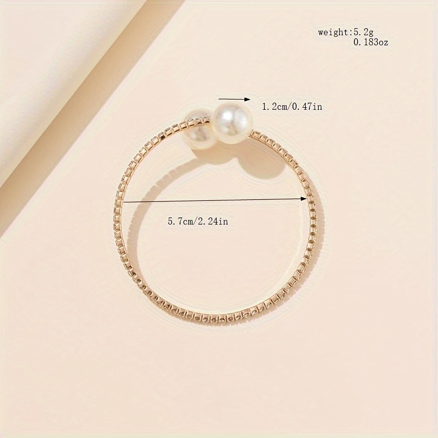Isolde | Contemporary Pavé Bypass Faux Pearl Bangle