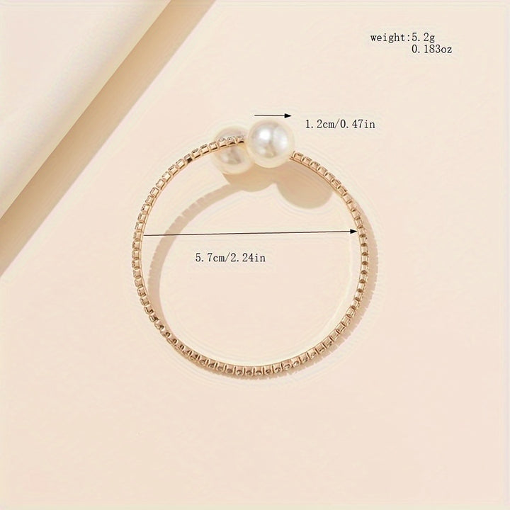 Isolde | Contemporary Pavé Bypass Faux Pearl Bangle