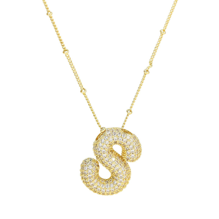 Saskia | Diamond Bubble Letter Necklace