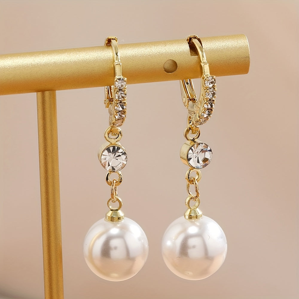 Solene | High-End Gentle Style Faux Pearl Drop Huggie Earrings
