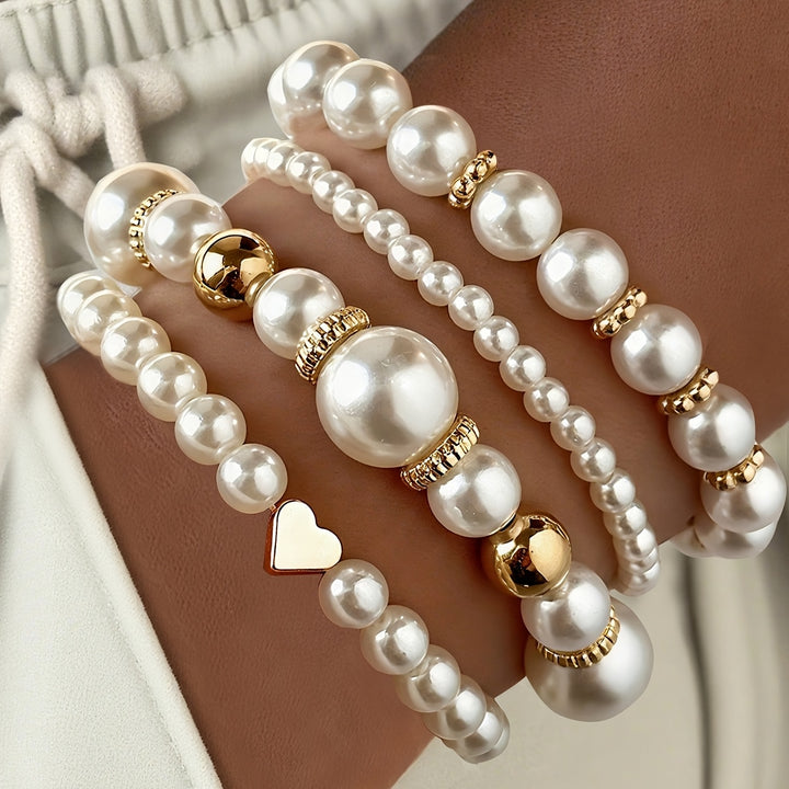 Gisela | Pearl Beaded Elastic Bracelet Set