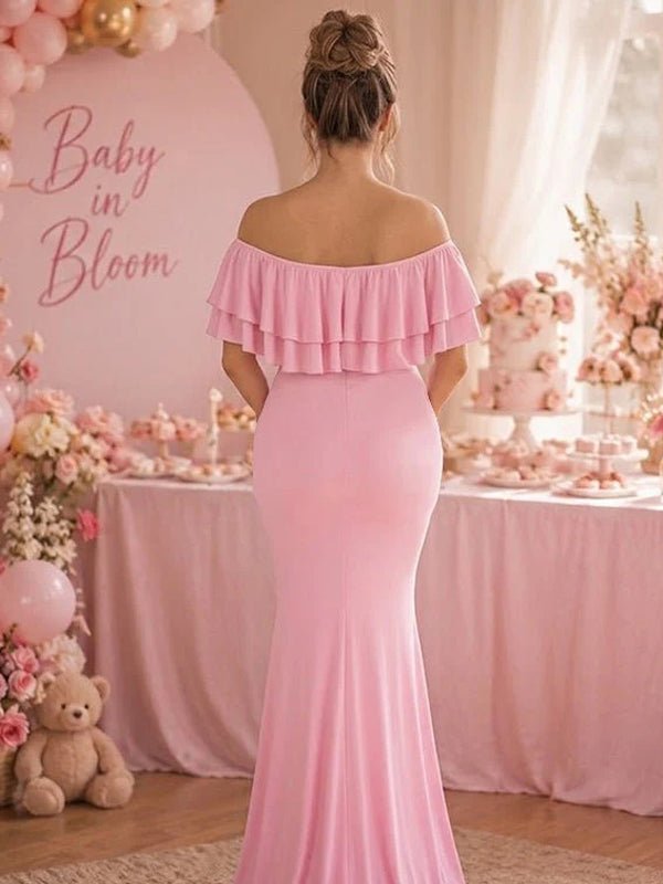 Chloe | Off-Shoulder Maternity Maxi Dress
