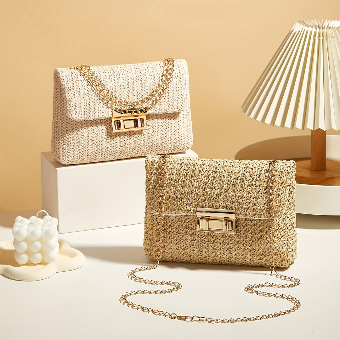 Paloma | Woven Straw Flap Crossbody Bag