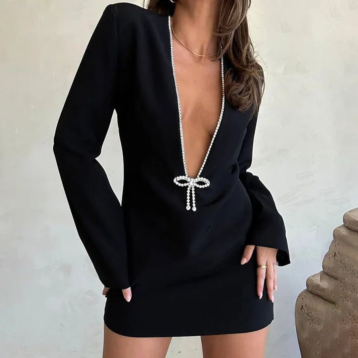 Elaina | Sophisticated Low - cut Dress in first_variant_option1 | Elegant Women&
