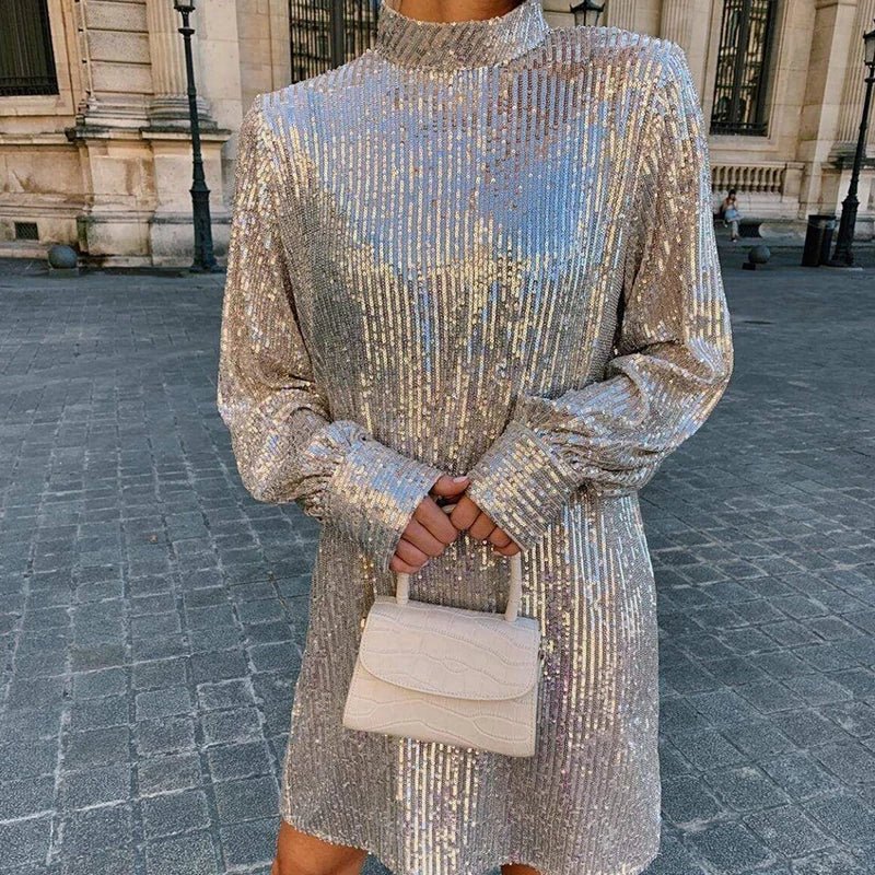 Elina | Sequin High - Neck Dress in first_variant_option1 | Elegant Women&