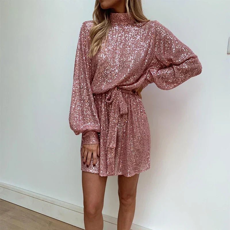 Elina | Sequin High - Neck Dress in first_variant_option1 | Elegant Women's Dress - Maeve The Label