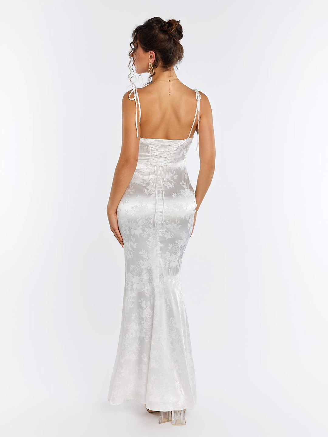 Elodie | Floral Jacquard Satin Maxi Dress in first_variant_option1 | Elegant Women&