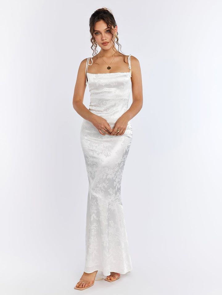 Elodie | Floral Jacquard Satin Maxi Dress in first_variant_option1 | Elegant Women&