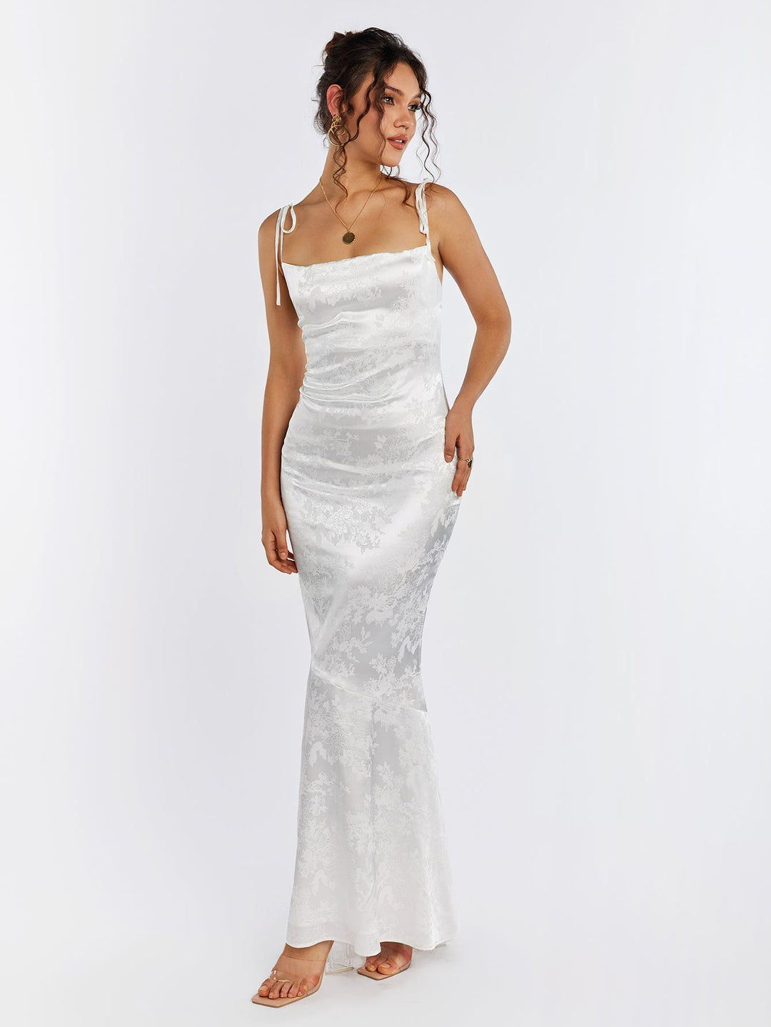 Elodie | Floral Jacquard Satin Maxi Dress in first_variant_option1 | Elegant Women&