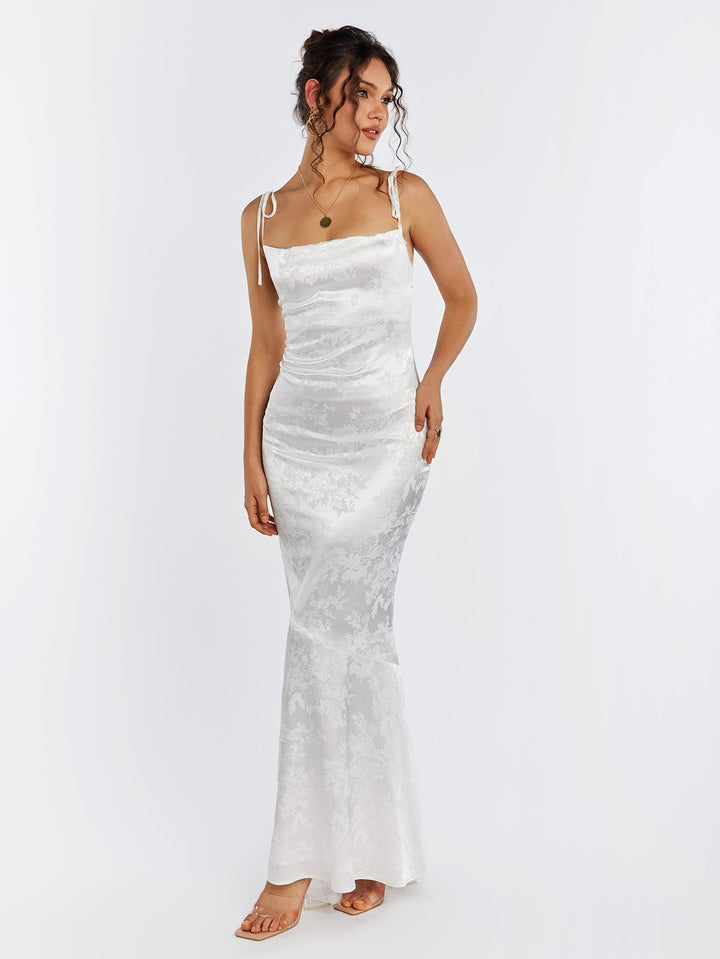 Elodie | Floral Jacquard Satin Maxi Dress in first_variant_option1 | Elegant Women&