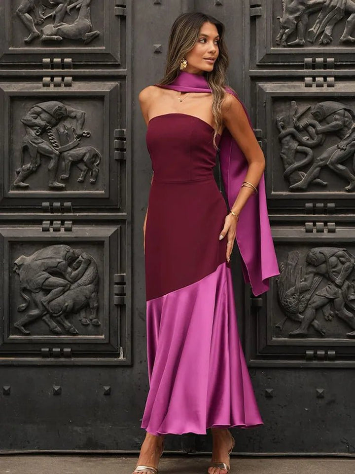 Ensley | Classy Two - Tone Dress in first_variant_option1 | Elegant Women&