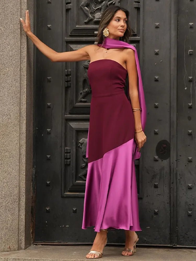 Ensley | Classy Two - Tone Dress in first_variant_option1 | Elegant Women&