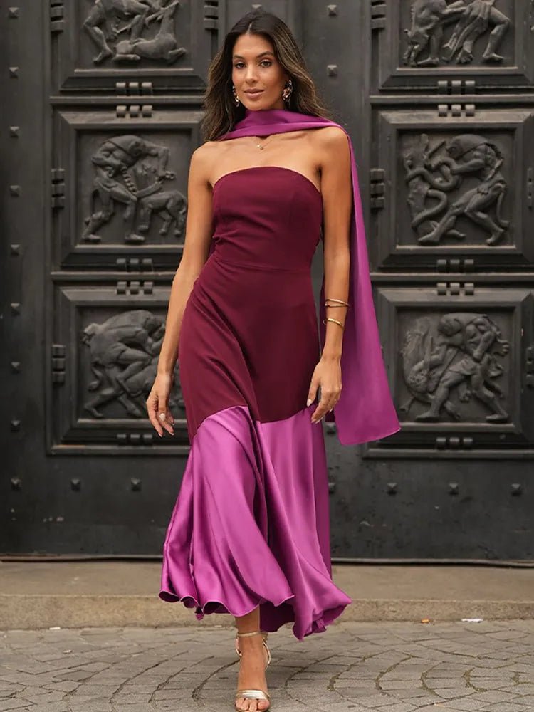Ensley | Classy Two - Tone Dress in first_variant_option1 | Elegant Women&