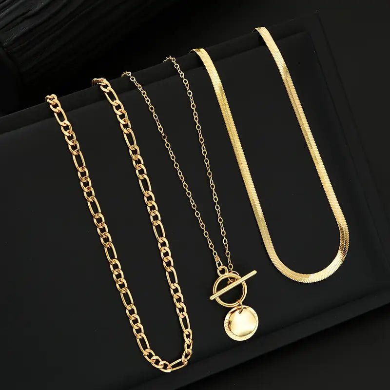 Etheldreda | Layered Round Pendant Necklace Set in first_variant_option1 | Elegant Women&