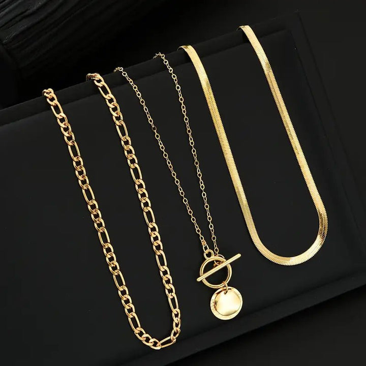 Etheldreda | Layered Round Pendant Necklace Set in first_variant_option1 | Elegant Women&