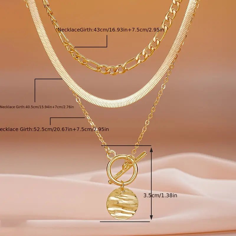Etheldreda | Layered Round Pendant Necklace Set in first_variant_option1 | Elegant Women&
