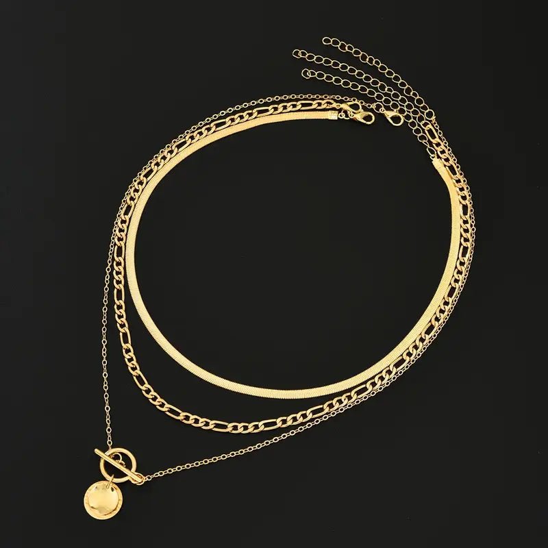 Etheldreda | Layered Round Pendant Necklace Set in first_variant_option1 | Elegant Women&