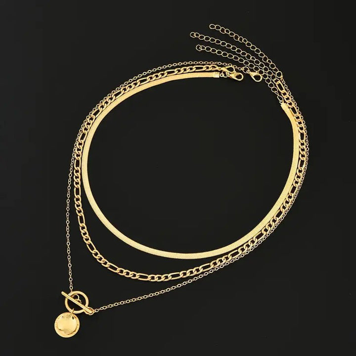 Etheldreda | Layered Round Pendant Necklace Set in first_variant_option1 | Elegant Women&