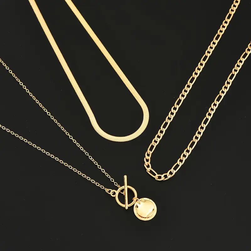 Etheldreda | Layered Round Pendant Necklace Set in first_variant_option1 | Elegant Women's Dress - Maeve The Label