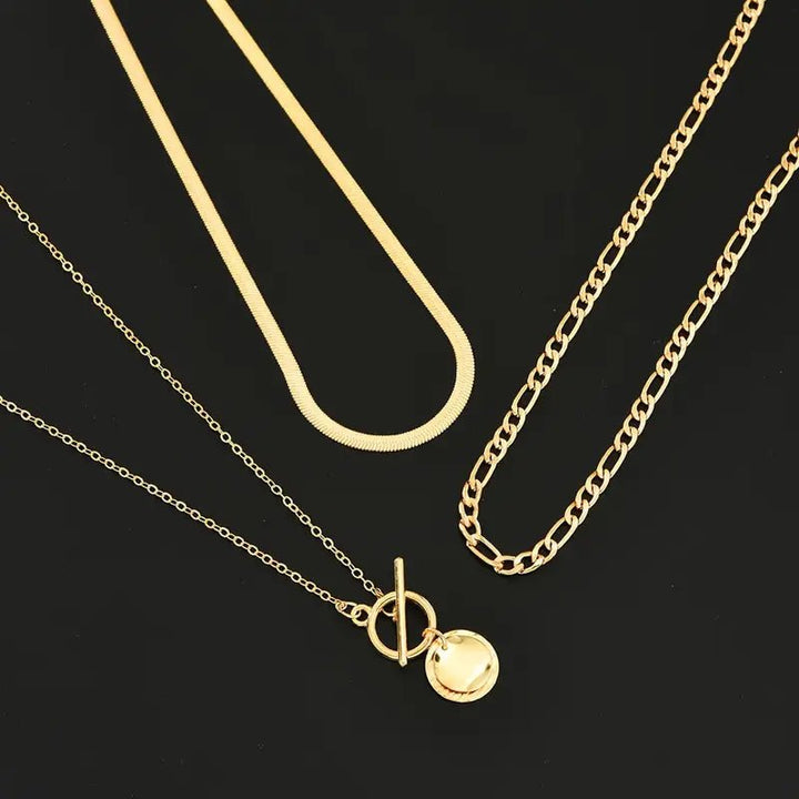 Etheldreda | Layered Round Pendant Necklace Set in first_variant_option1 | Elegant Women&