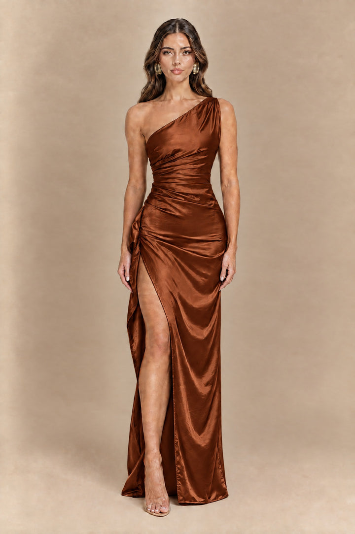 Evelyn Enchanting Tiered Maxi Dress in Brown - Maeve The Label