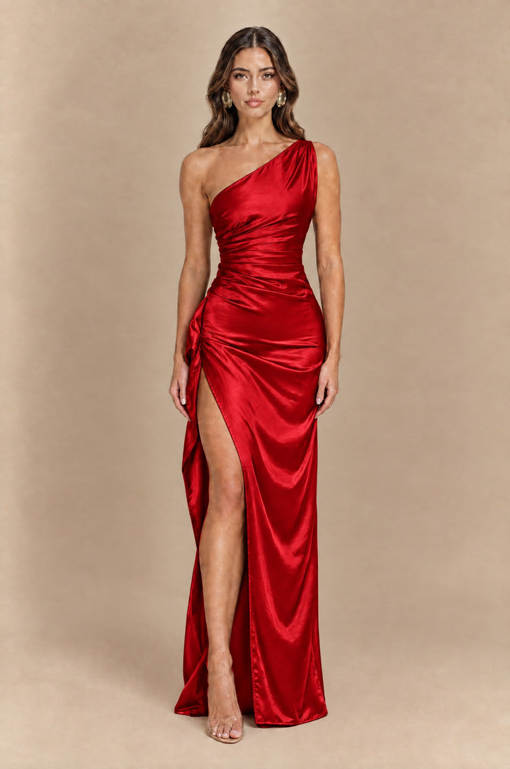 Evelyn Enchanting Tiered Maxi Dress in Red - Maeve The Label