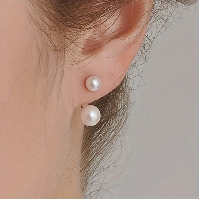Hastia | Double-Sided Faux Pearl Front-Back Stud Earrings