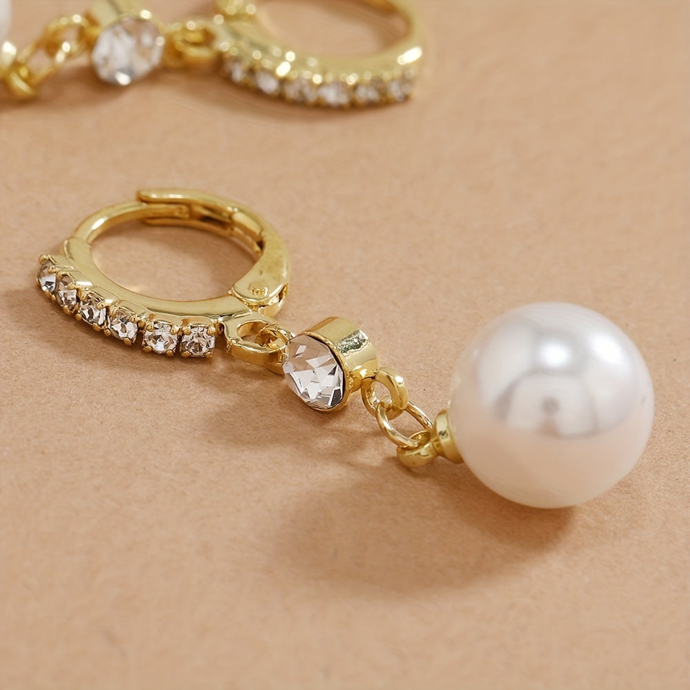 Solene | High-End Gentle Style Faux Pearl Drop Huggie Earrings