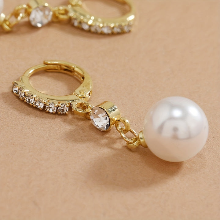 Solene | High-End Gentle Style Faux Pearl Drop Huggie Earrings