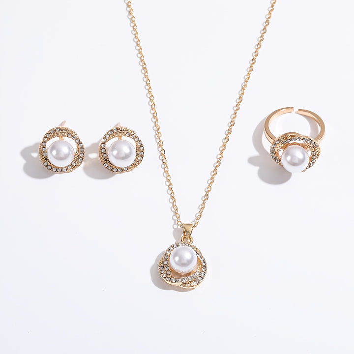 Arabella | Vintage Faux Pearl &amp; Crystal Halo Jewelry Set