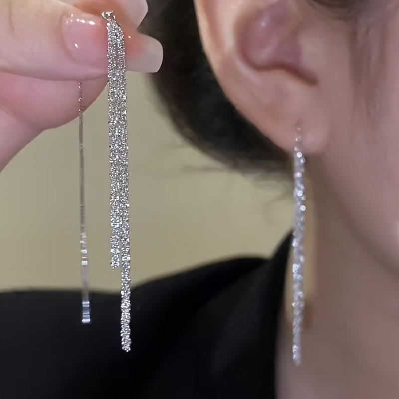 Clarissa | Rhinestone Threader Earrings