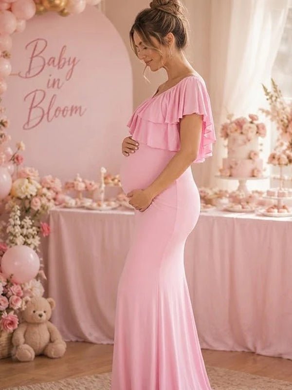 Chloe | Off-Shoulder Maternity Maxi Dress