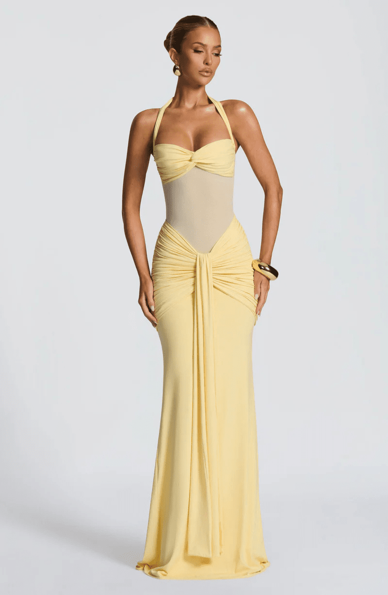 white halter neck dress satin Modal Halterneck Maxi Dress in White - S main image 1