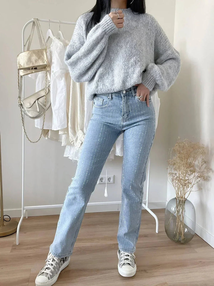 Francesca | Glitter - Stripe Jeans in first_variant_option1 | Elegant Women&