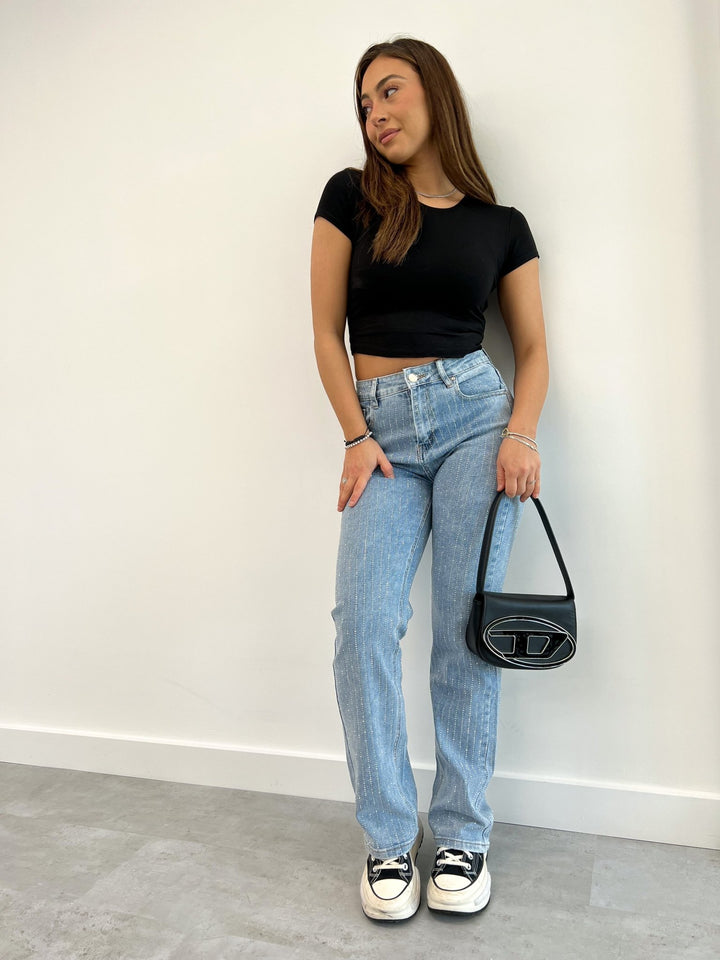 Francesca | Glitter - Stripe Jeans in first_variant_option1 | Elegant Women&