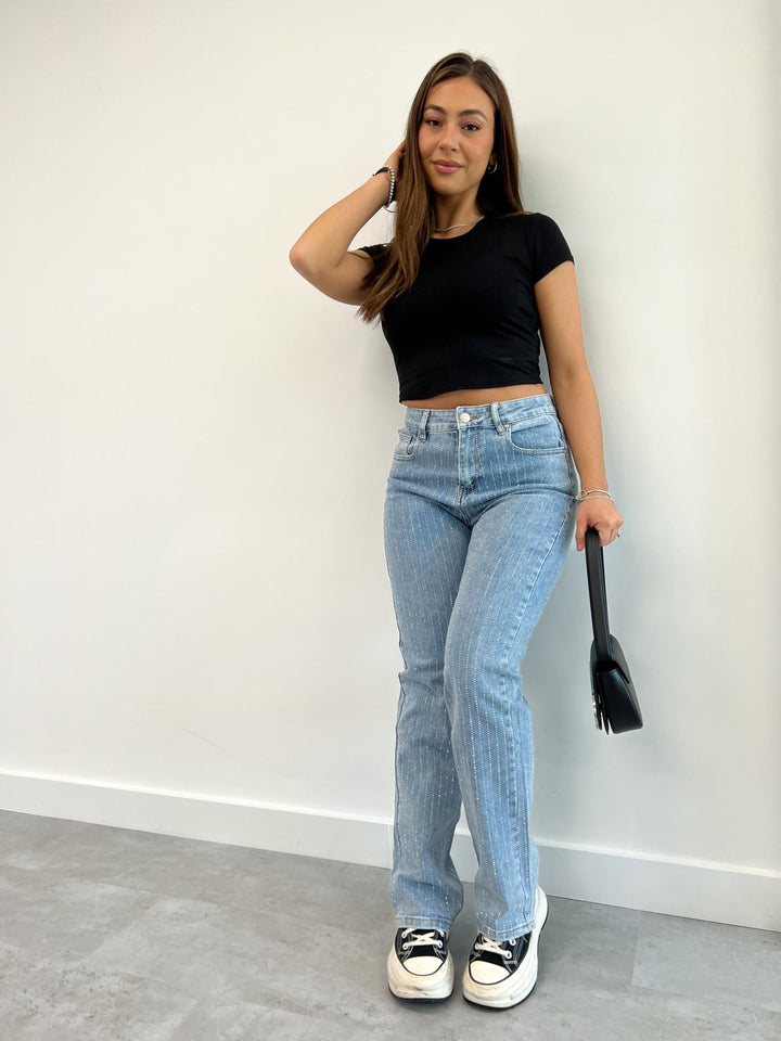 Francesca | Glitter - Stripe Jeans in first_variant_option1 | Elegant Women&