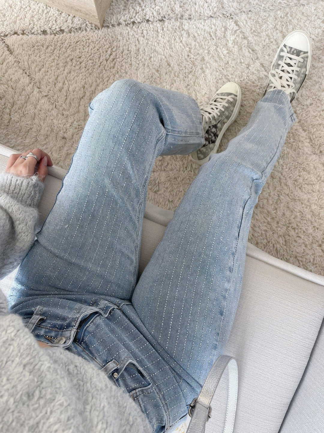 Francesca | Glitter - Stripe Jeans in first_variant_option1 | Elegant Women&