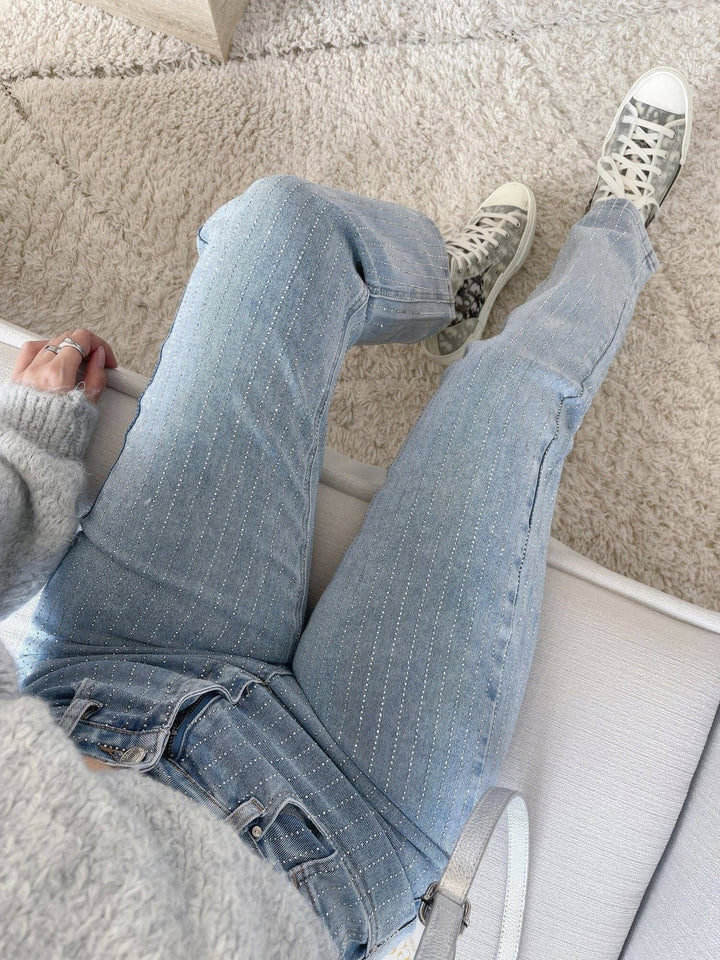 Francesca | Glitter - Stripe Jeans in first_variant_option1 | Elegant Women&