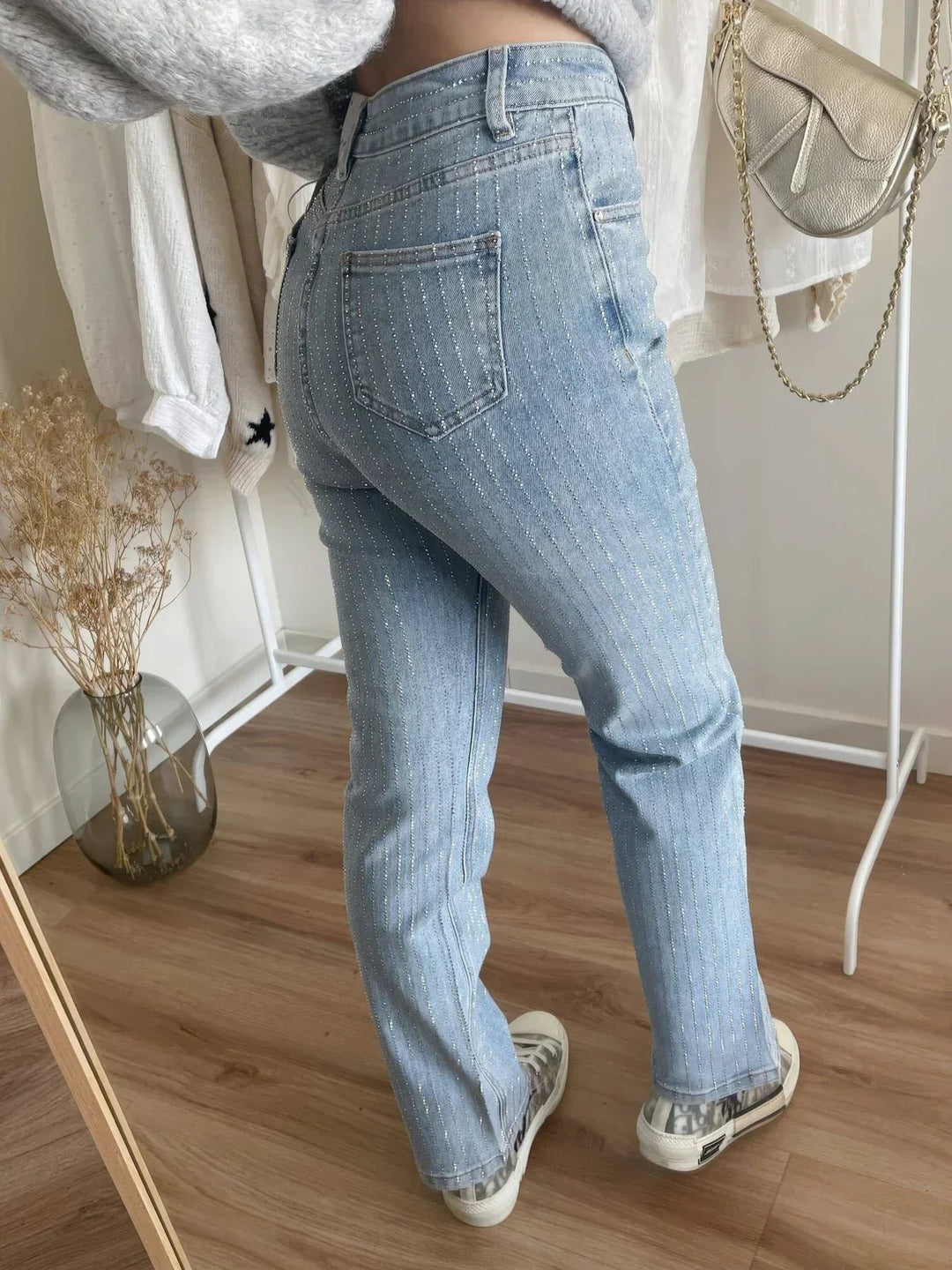 Francesca | Glitter - Stripe Jeans in first_variant_option1 | Elegant Women&