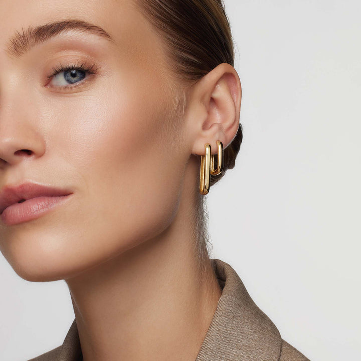 Gracina | Sleek Rectangular Hoop Earrings in first_variant_option1 | Elegant Women&