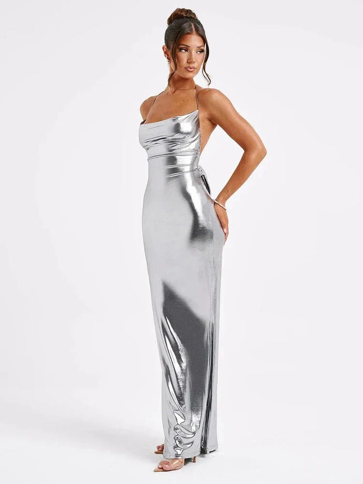 Hayden | Metallic Maxi Dress in first_variant_option1 | Elegant Women&