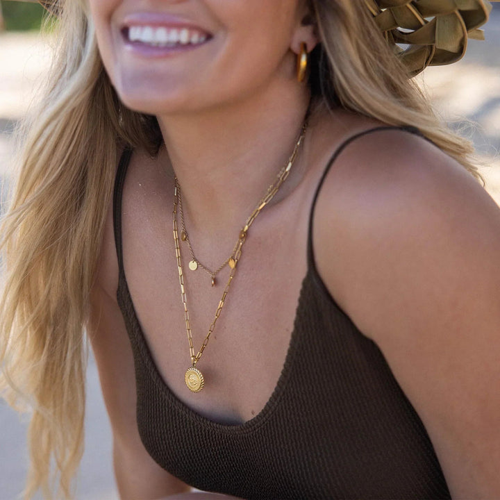 Helen | Gold Circle Charm Necklace in first_variant_option1 | Elegant Women&